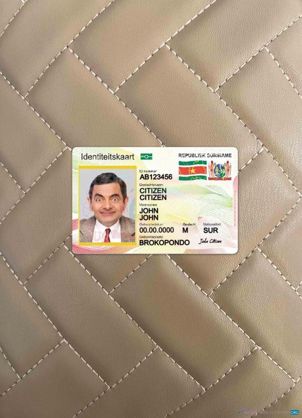 Download Suriname ID card photolook FRONT Photoshop template